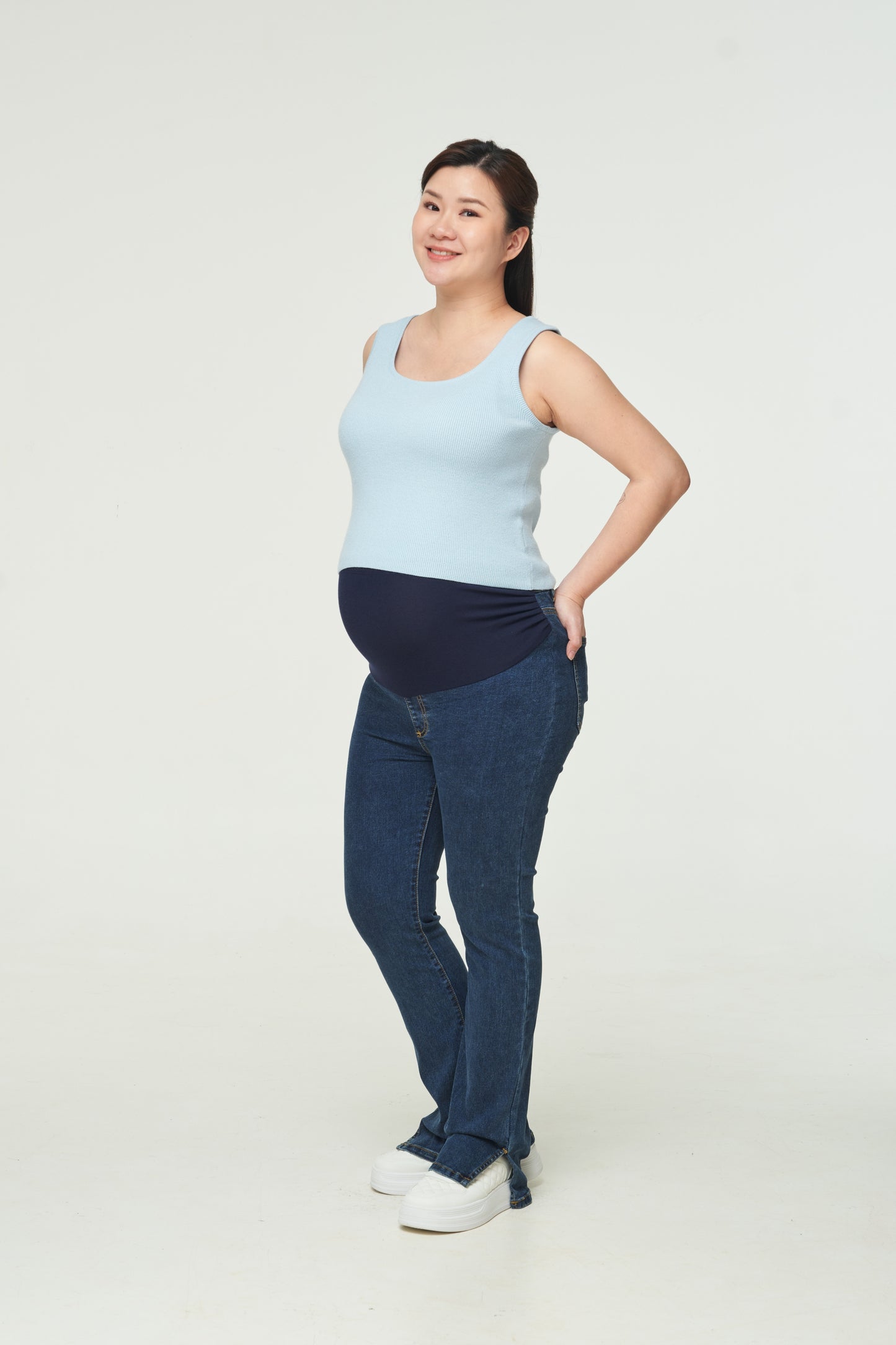 Split-Hem Denim Trousers