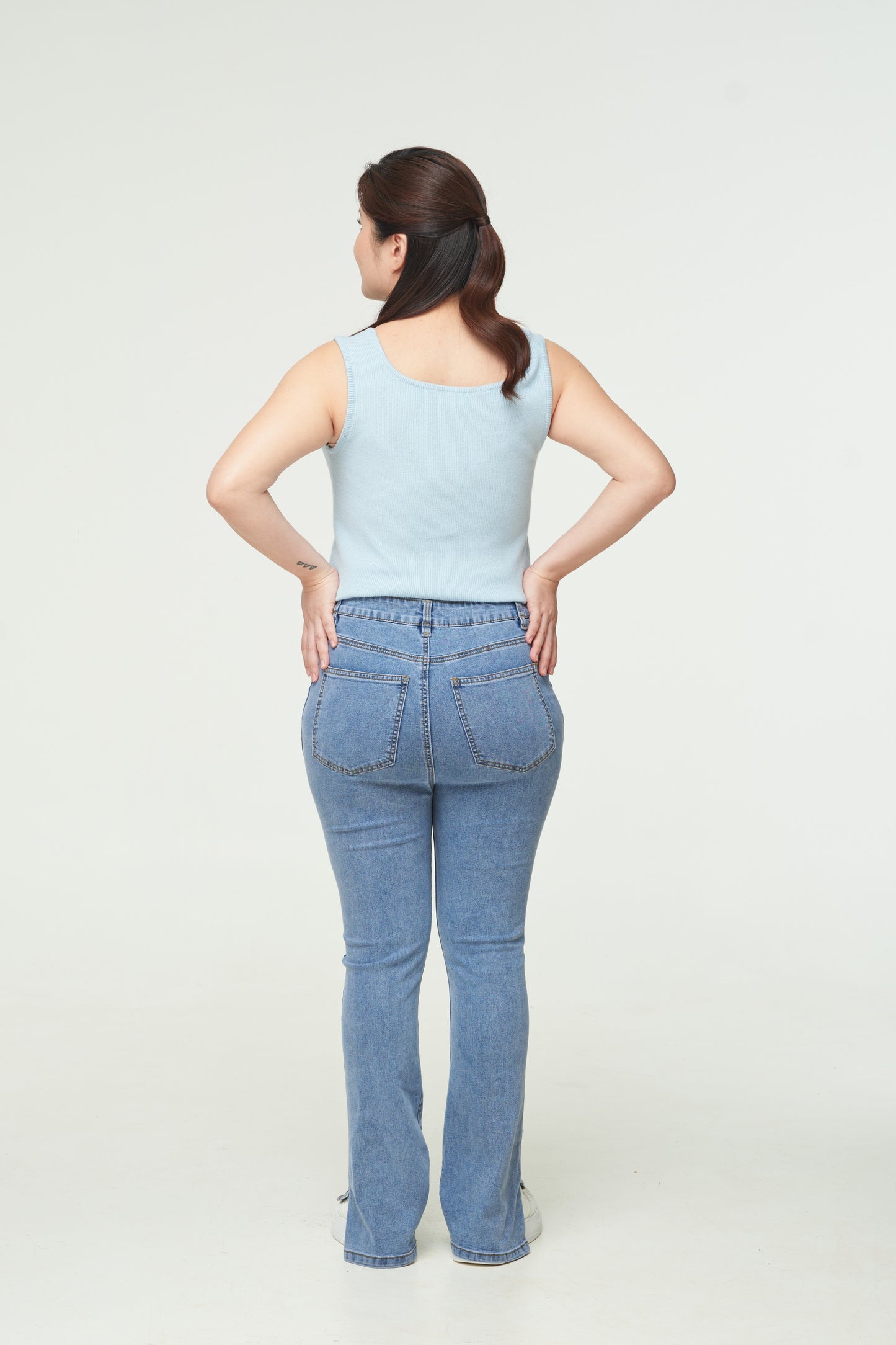Split-Hem Denim Trousers
